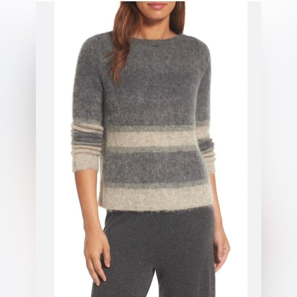 Eileen Fisher Mohair Alpaca Blend Pullover Sweater SzL